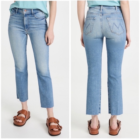 MOTHER The Hustler Ankle Fray Au Revoir Jeans 24 High Rise Light Wash Denim Boho - Picture 16 of 16